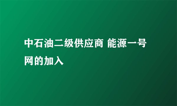 中石油二级供应商 能源一号网的加入