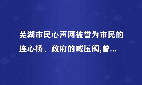 芜湖市民心声网被誉为市民的连心桥、政府的减压阀,曾荣获地方政府创新奖。通过网站，可以加强政府与社会