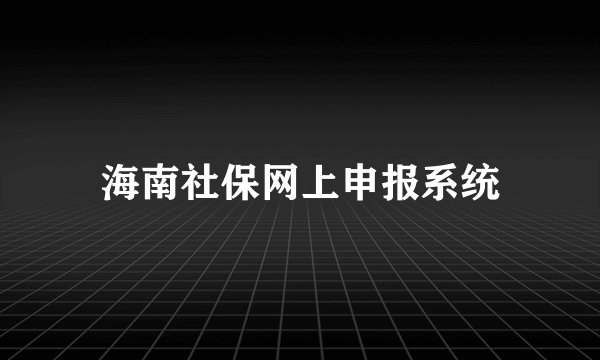 海南社保网上申报系统