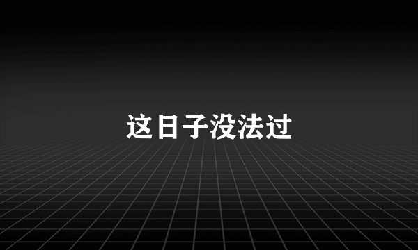 这日子没法过