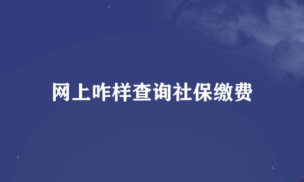 网上咋样查询社保缴费