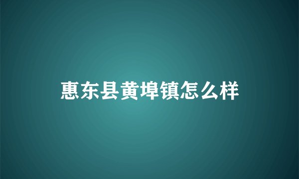 惠东县黄埠镇怎么样