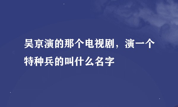 吴京演的那个电视剧，演一个特种兵的叫什么名字