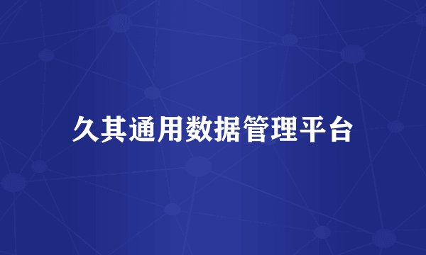 久其通用数据管理平台