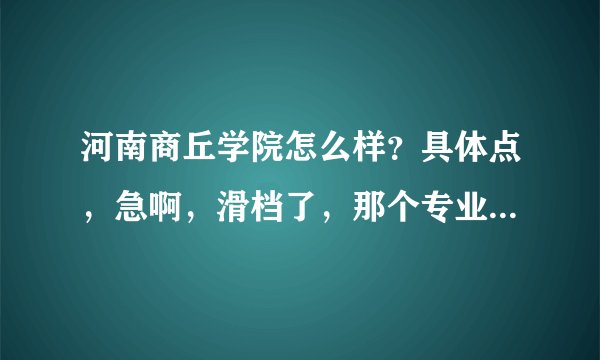 河南商丘学院怎么样？具体点，急啊，滑档了，那个专业好一点？