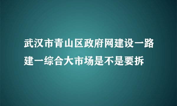 武汉市青山区政府网建设一路建一综合大市场是不是要拆