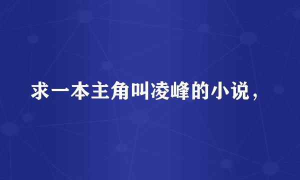 求一本主角叫凌峰的小说，