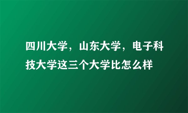 四川大学，山东大学，电子科技大学这三个大学比怎么样