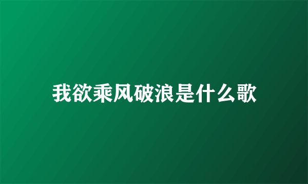 我欲乘风破浪是什么歌