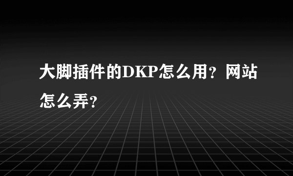 大脚插件的DKP怎么用？网站怎么弄？