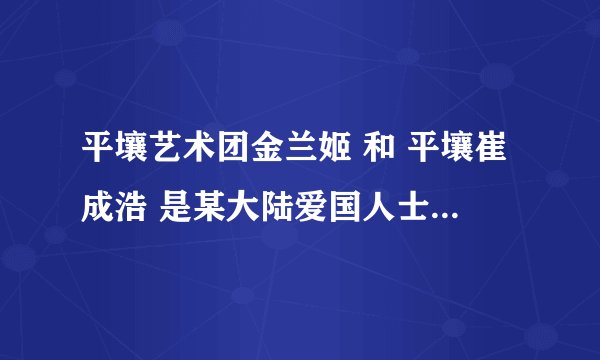 平壤艺术团金兰姬 和 平壤崔成浩 是某大陆爱国人士的高级黑么???