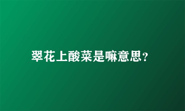 翠花上酸菜是嘛意思？