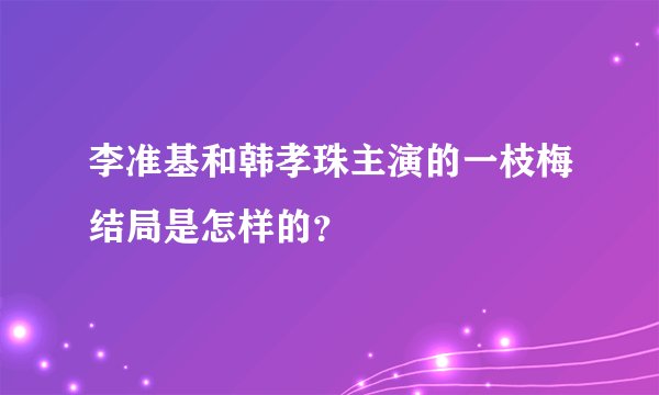 李准基和韩孝珠主演的一枝梅结局是怎样的？