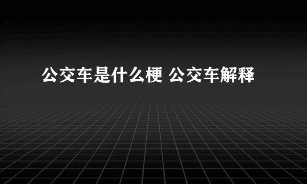 公交车是什么梗 公交车解释