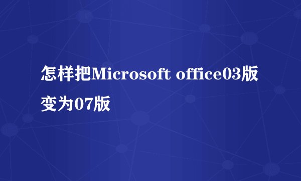 怎样把Microsoft office03版变为07版