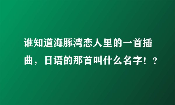 谁知道海豚湾恋人里的一首插曲，日语的那首叫什么名字！？