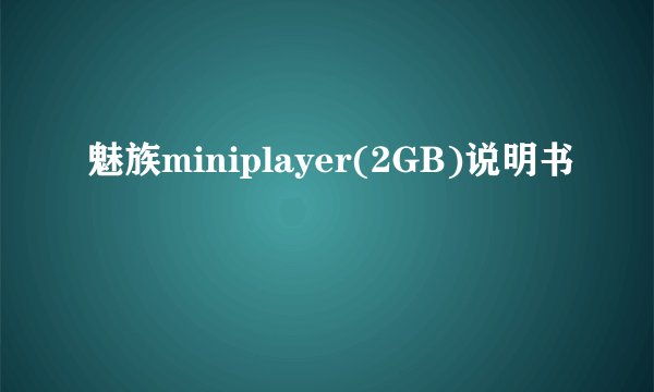 魅族miniplayer(2GB)说明书