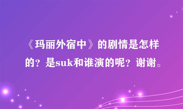 《玛丽外宿中》的剧情是怎样的？是suk和谁演的呢？谢谢。