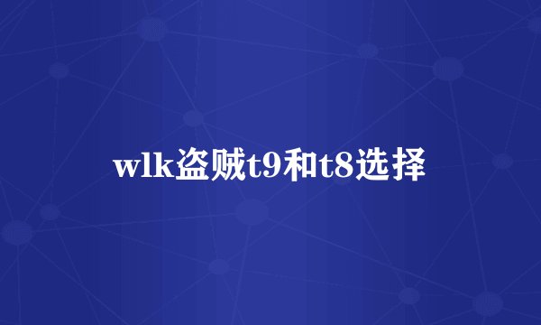 wlk盗贼t9和t8选择