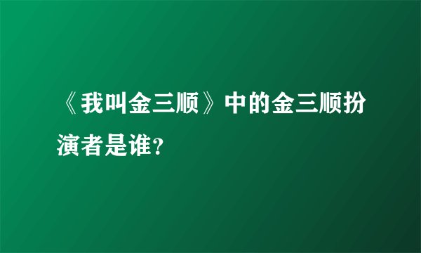 《我叫金三顺》中的金三顺扮演者是谁？