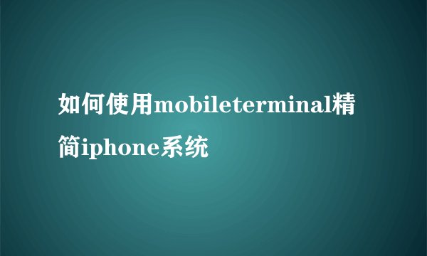 如何使用mobileterminal精简iphone系统
