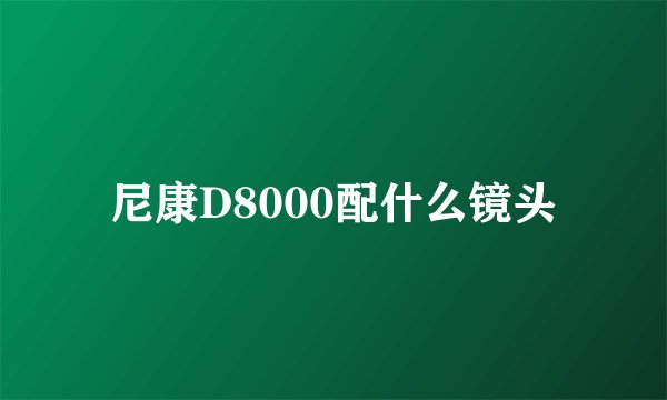 尼康D8000配什么镜头