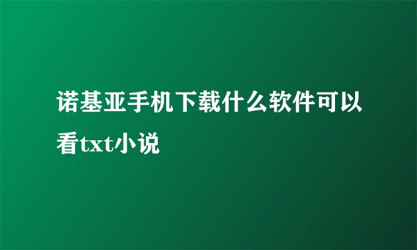 诺基亚手机下载什么软件可以看txt小说