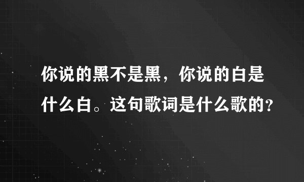 你说的黑不是黑，你说的白是什么白。这句歌词是什么歌的？