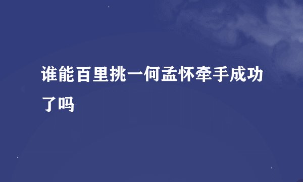 谁能百里挑一何孟怀牵手成功了吗