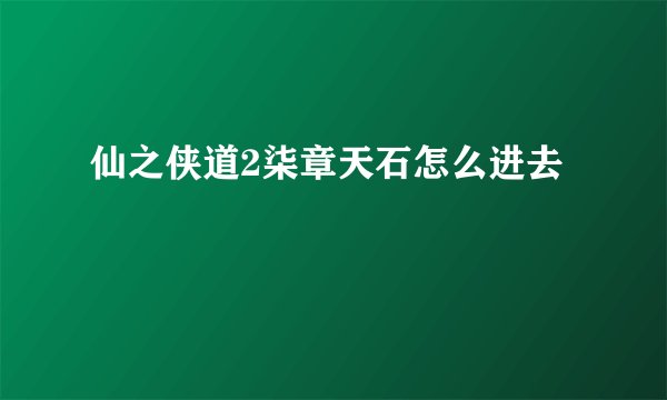 仙之侠道2柒章天石怎么进去
