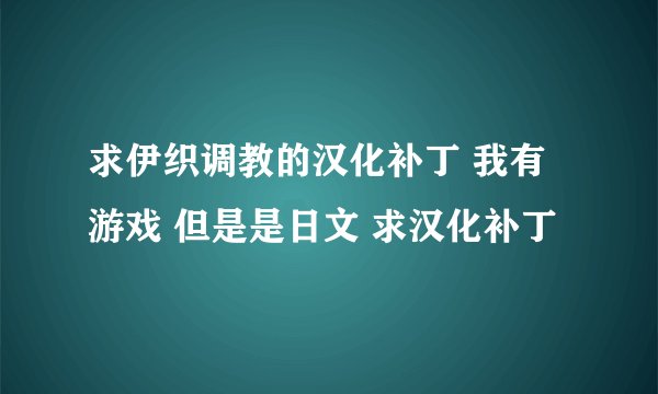 求伊织调教的汉化补丁 我有游戏 但是是日文 求汉化补丁