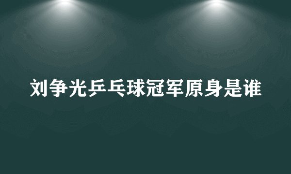 刘争光乒乓球冠军原身是谁