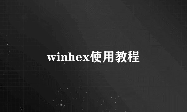 winhex使用教程