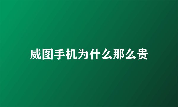 威图手机为什么那么贵