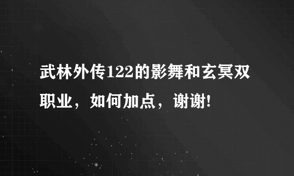 武林外传122的影舞和玄冥双职业，如何加点，谢谢!