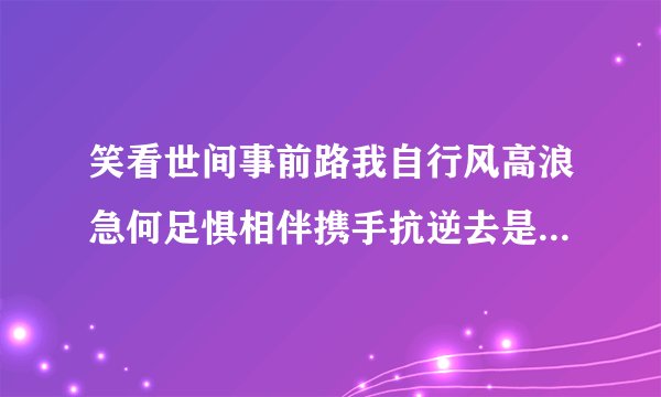 笑看世间事前路我自行风高浪急何足惧相伴携手抗逆去是什么意思