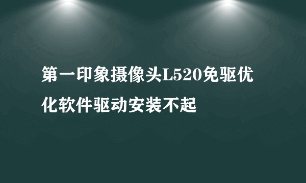 第一印象摄像头L520免驱优化软件驱动安装不起