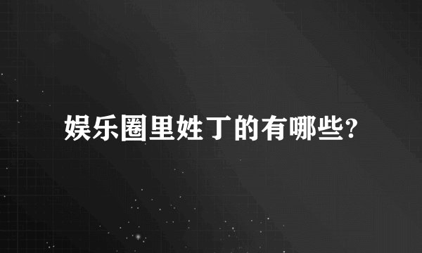 娱乐圈里姓丁的有哪些?