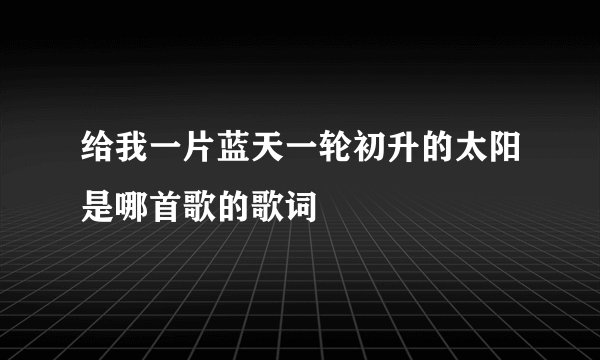 给我一片蓝天一轮初升的太阳是哪首歌的歌词