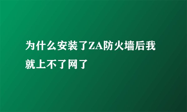 为什么安装了ZA防火墙后我就上不了网了