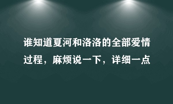 谁知道夏河和洛洛的全部爱情过程，麻烦说一下，详细一点