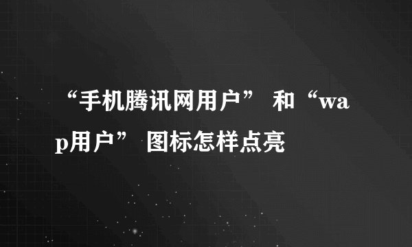 “手机腾讯网用户” 和“wap用户” 图标怎样点亮