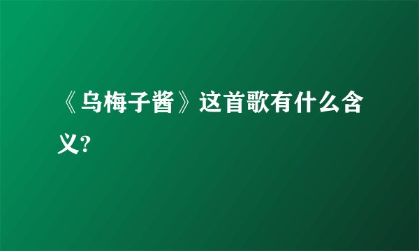 《乌梅子酱》这首歌有什么含义?