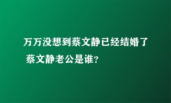 万万没想到蔡文静已经结婚了 蔡文静老公是谁？