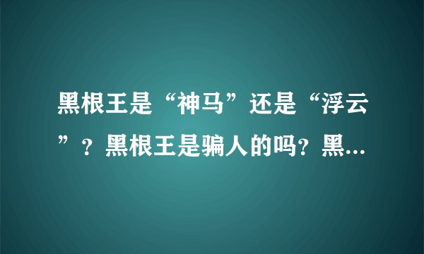 黑根王是“神马”还是“浮云”？黑根王是骗人的吗？黑根王效果怎么样？黑根王多少钱？黑根王真的有效果吗