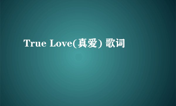 True Love(真爱) 歌词