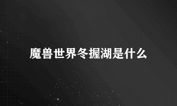 魔兽世界冬握湖是什么