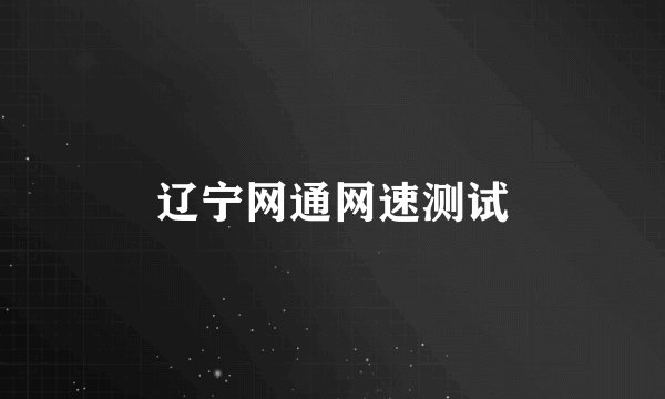 辽宁网通网速测试