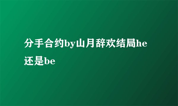 分手合约by山月辞欢结局he还是be