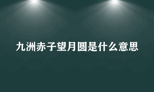 九洲赤子望月圆是什么意思